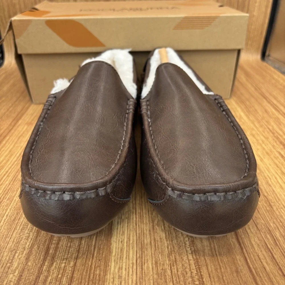 Koolaburra by UGG Tipton Smooth Moccasin Men Size 10 Brown Faux Fur Slippers NEW
